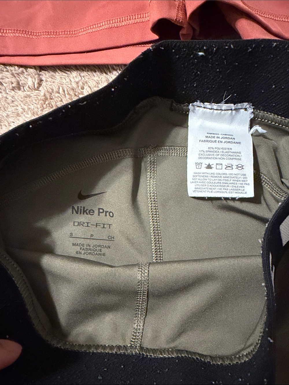 Nike Women’s Pro Athletic Shorts in Rust and Olive - Picture 2 of 3